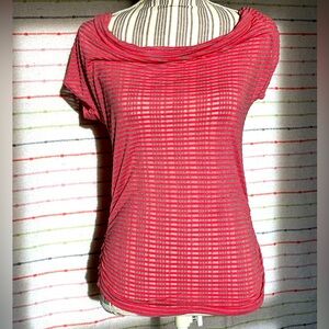 Bella D sheer pink and grey Striped blouse - soft and beautiful